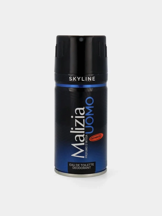 Parfyumlangan dezodorant Malizia Uomo EDT Deo Spray Silver, Skyline, erkaklar uchun, 150 ml