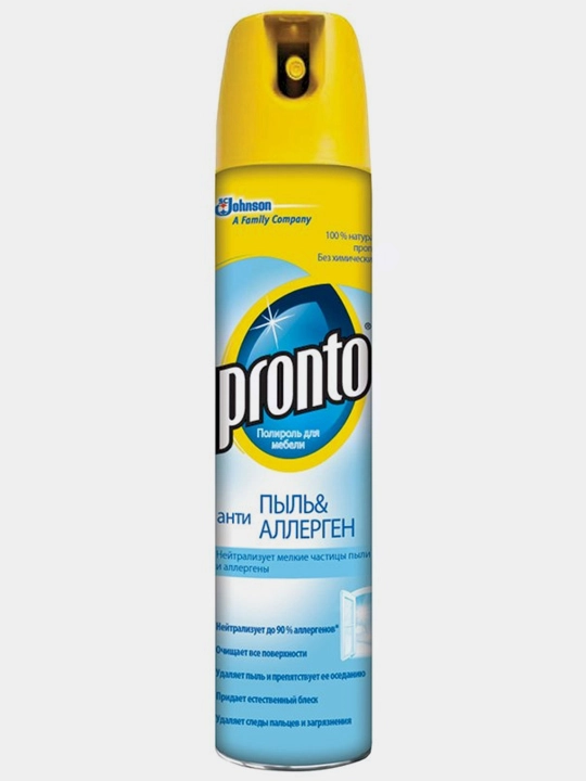 Polirol-aerozol "Pronto", mebel uchun, changga qarshi va allergiyaga qarshi, 250 ml - 
