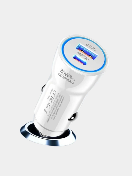 Автомобил учун тезкор зарядловчи адаптер, Type-C/USB-C, 45W Fast Charger