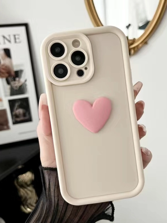 Чехол на iPhone 11, 12, 13, 14, 15, 16 pro, pro max с объемным сердечком - 