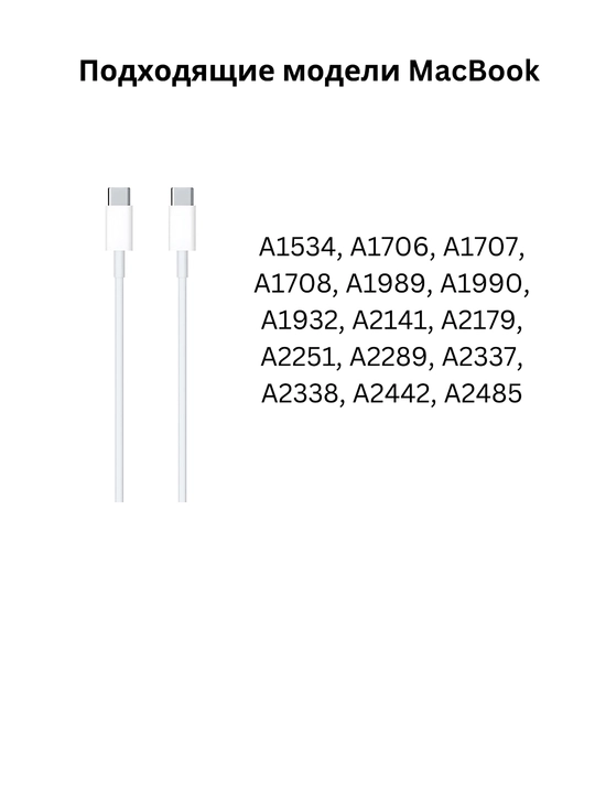 Кабель Type-C для MacBook быстрая и безопасная зарядка, 2 метра