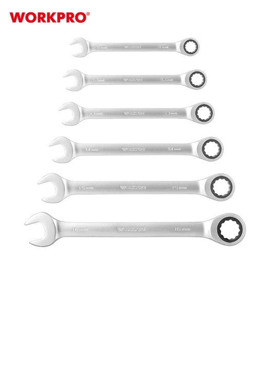 Kombinatsiyalangan kalitlar to'plami WORKPRO, treshotkali, 7 dona, 10 - 16 mm, WP202511