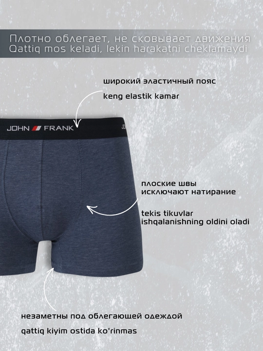 Erkaklar bokser trusiklari, elastik shortilari, S- XXL JOHN FRANK JFB111