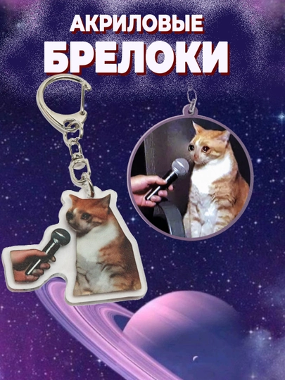 Брелок из мемов "Грустные котики", "Грустный Поу", "Грустный хомяк", брелок с кошкой — ZERKALO-BRELOK-ОРАНЖ