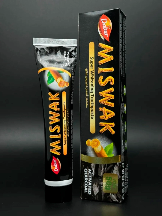 Tish pastasi Dabur Misvak va Faollashgan ko'mir, ftoridsiz, tabiiy, halol, 170 gr