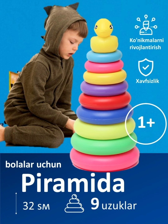 Развивающая игрушка для детей, пирамида с кольцами
