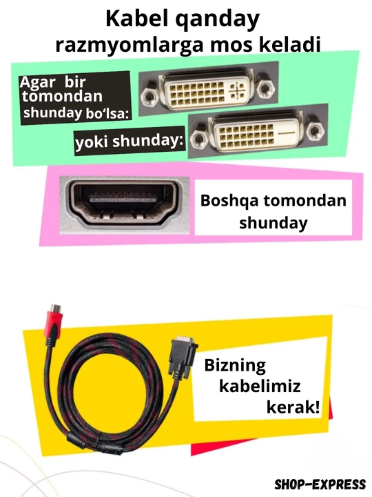 Кабель DVI -D 24+1 на HDMI, 1.35 м, 1080p