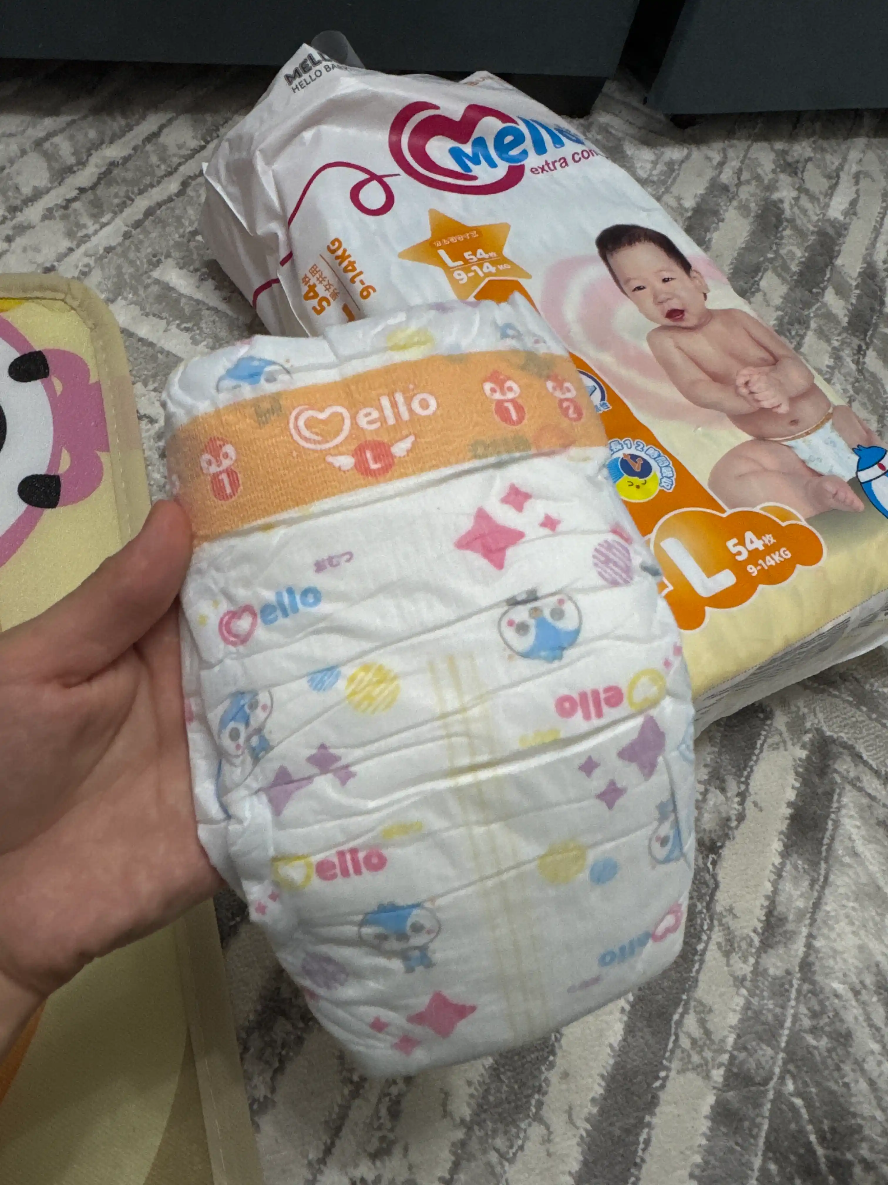 Yangi tug'ilgan chaqaloqlar uchun tagliklar Mello, L 9-14 kg, 54 dona