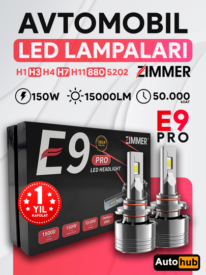 Zimmer LED лампы E8 PRO и E9 PRO, дальний и ближний свет, передние фары, противотуманные — АВТОХАБ-ZIMMER-ЧЕРН-H4