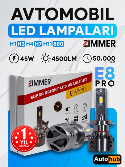 Zimmer LED лампы E8 PRO и E9 PRO, дальний и ближний свет, передние фары, противотуманные — АВТОХАБ-ZIMMER-БЕЛЫЙ-880