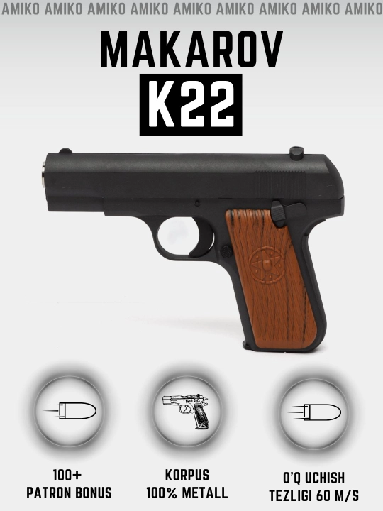 Metalli to'pponcha K22, K33-A, K112-S, K17-A, o'yinchoq glushitel bilan