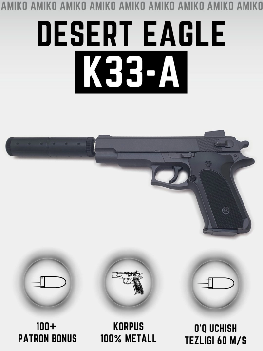 Metalli to'pponcha K22, K33-A, K112-S, K17-A, o'yinchoq glushitel bilan