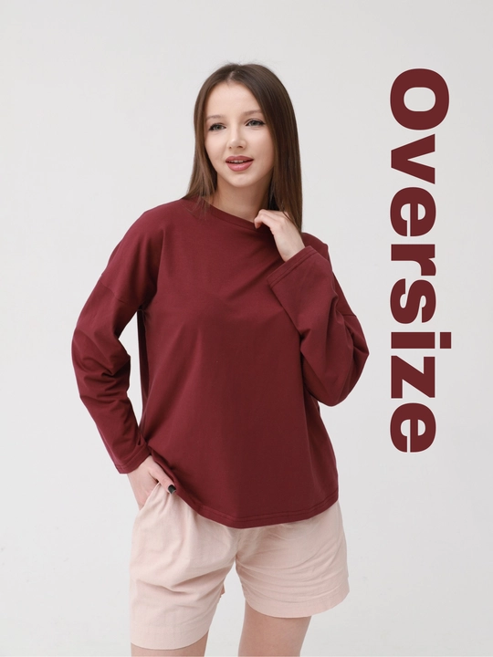 Qizlar va ayollar uchun fudbolka, yengi uzun, oversayz, Asmar - 