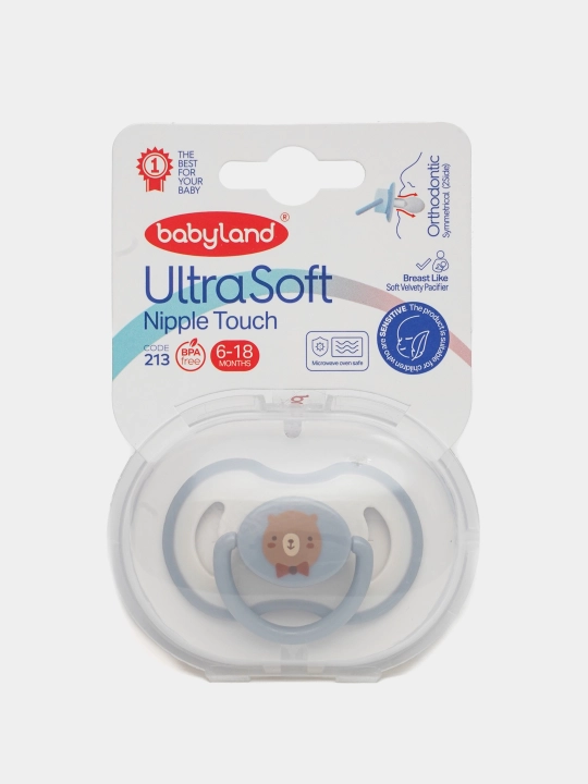 Ortodontik silikon so‘rg‘ich, 0-6-18 oylik, Babyland, so‘rg‘ichning 2 turi