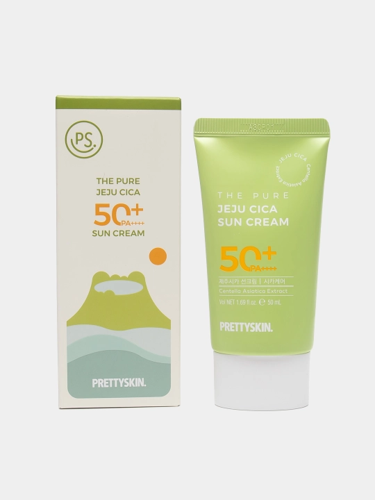 SPF крем солнцезащитный Pretty Skin Jeju Cica 50+, PA++++, 50 мл - 