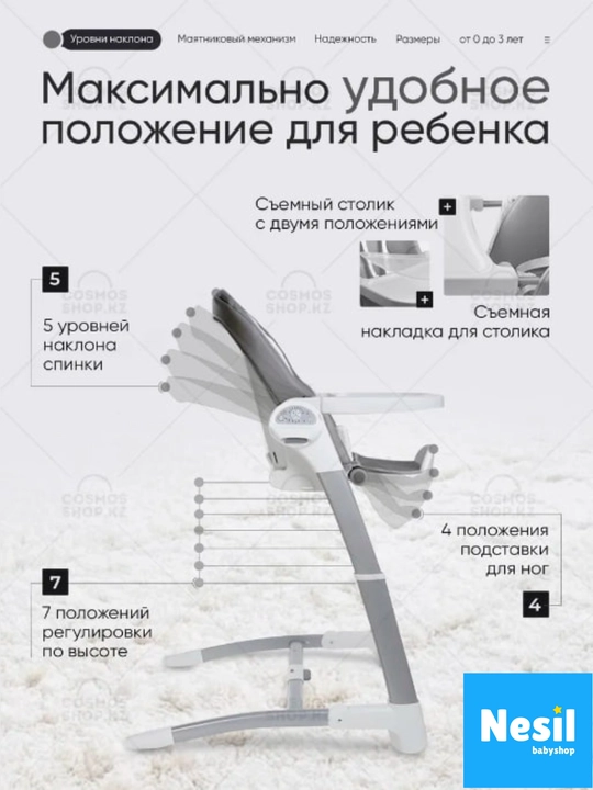 Детский стульчик для кормления SG116, комфорт и безопасность с первых дней