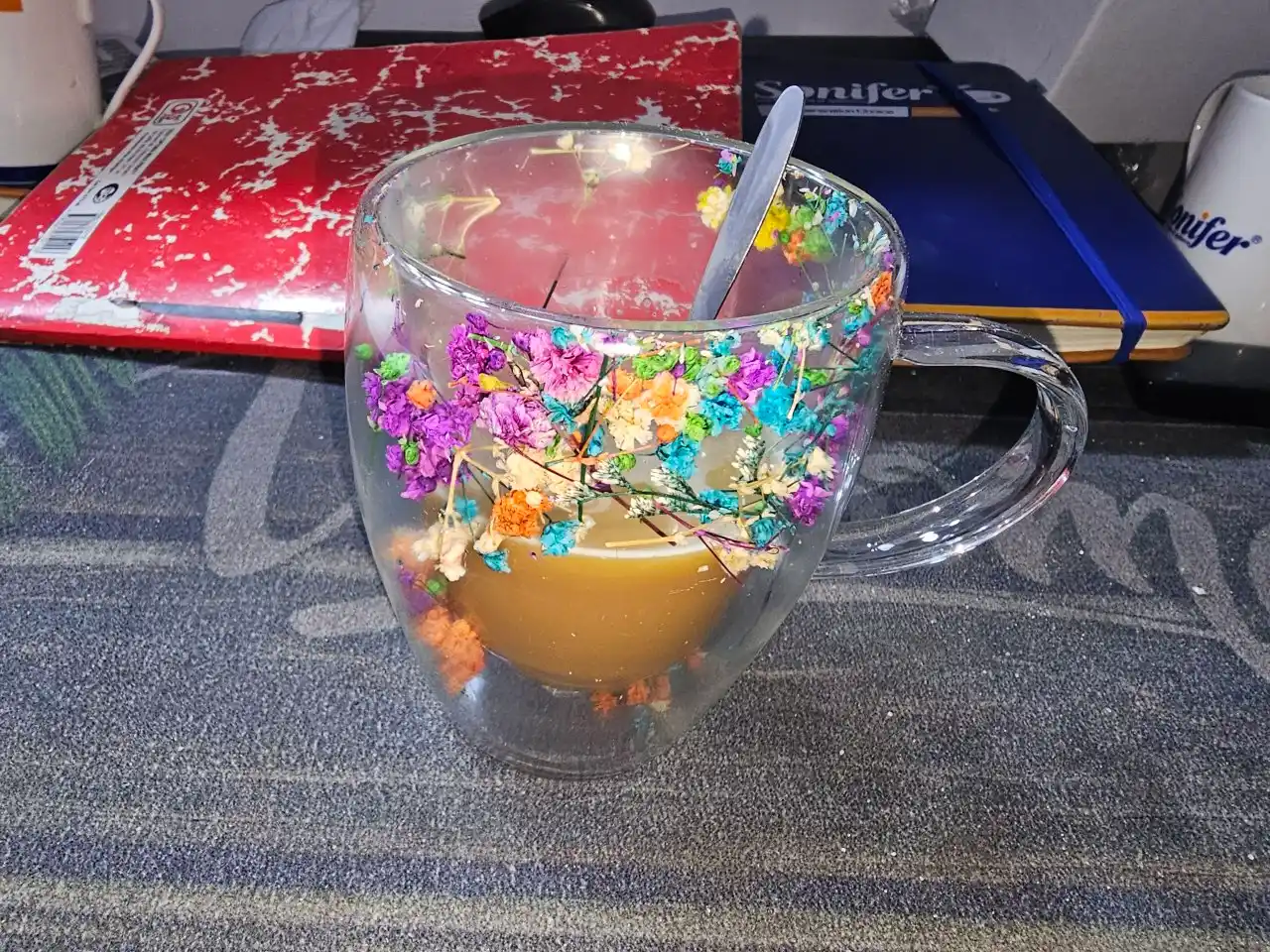Shisha krujka, ikki devorli va gulli, 250, 350 ml