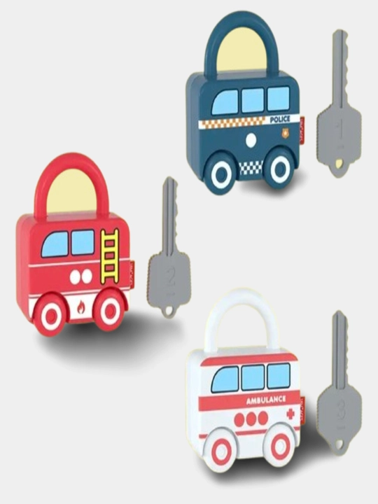 Interaktiv o‘yinchoq Kalitli parovoz, 6 ta to‘plamda, quti o‘lchami 29x25 sm
