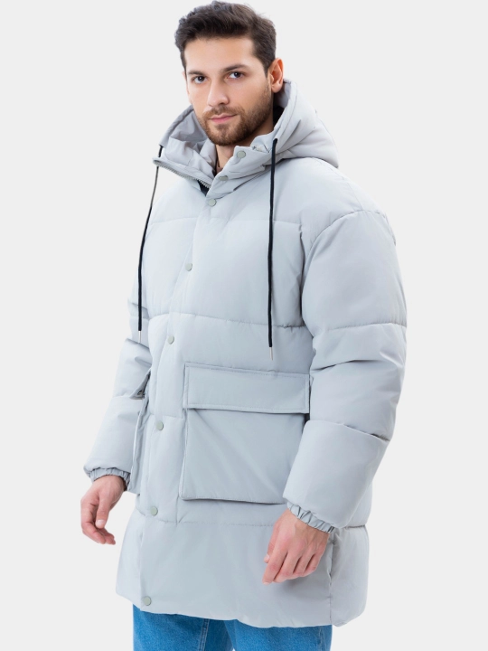 TERRA PRO куртка мужская утеплённая, пуховик с капюшоном, удлиненная AW24CL1-12-21058