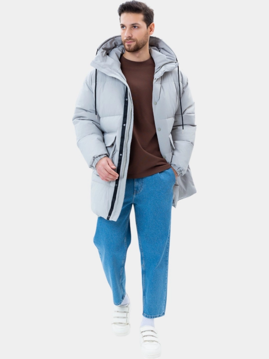 TERRA PRO куртка мужская утеплённая, пуховик с капюшоном, удлиненная AW24CL1-12-21058