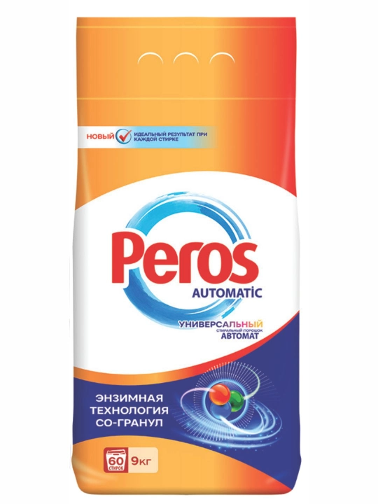 Oq va rangli buyumlar uchun "Peros" kir yuvish kukuni, 9000 gr