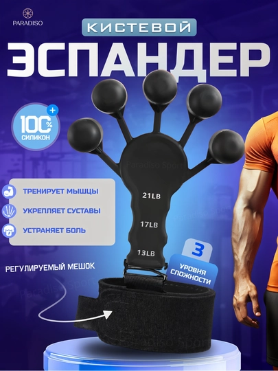 Эспандер кистевой, тренажер для рук и пальцев, предплечий, запястий, тренажёр регулируемый — SPORTP-1TOMIR-ХРОМ