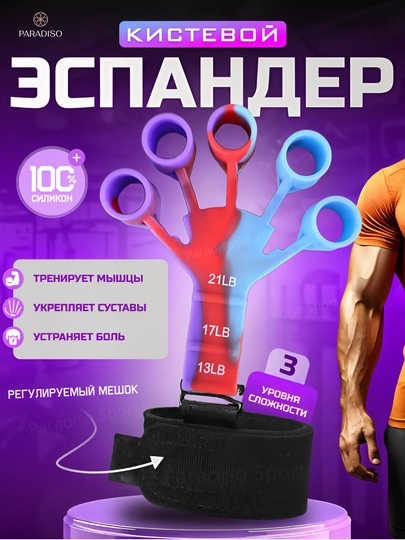 Эспандер кистевой, тренажер для рук и пальцев, предплечий, запястий, тренажёр регулируемый — SPORTP-1TOMIR-ПУРПУР