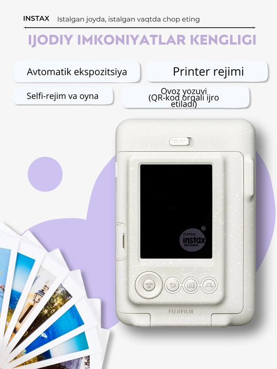 Smartfon uchun gibrid fotokamera-printer Instax Mini LiPlay