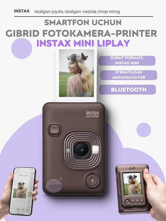 Smartfon uchun gibrid fotokamera-printer Instax Mini LiPlay