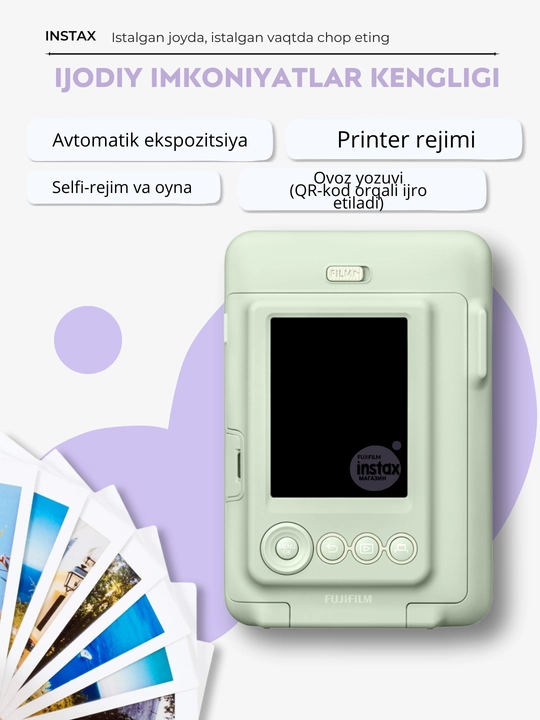 Smartfon uchun gibrid fotokamera-printer Instax Mini LiPlay