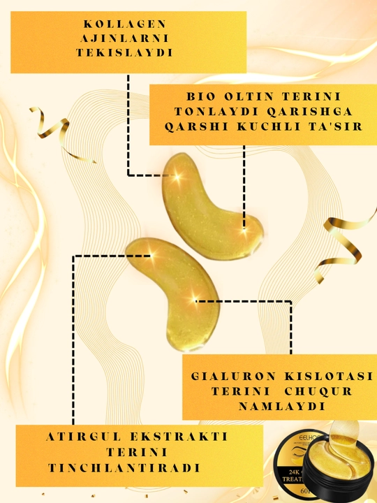 Kolloid oltinli EELHOE 24K patchi, mimik ajinlarni kamaytiradi