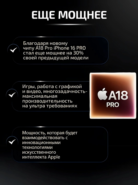 Смартфон iPhone 16 Pro, 128, 256, 512 ГБ, 1 ТБ, 1 SIM, Dual SIM, чехол в подарок