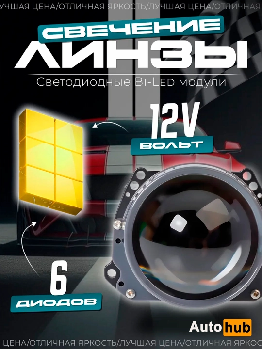 Avtomobil LED linzalari, 2.5 va 3 dyuymli, Bi-LED faralar linzalari, Poulo B1 va B3