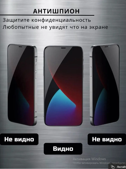 Защитное стекло aнтишпион тонировка iPhone 11, XR, 12, 13, 14, 15, XS, 6s, 7, 8, Promax