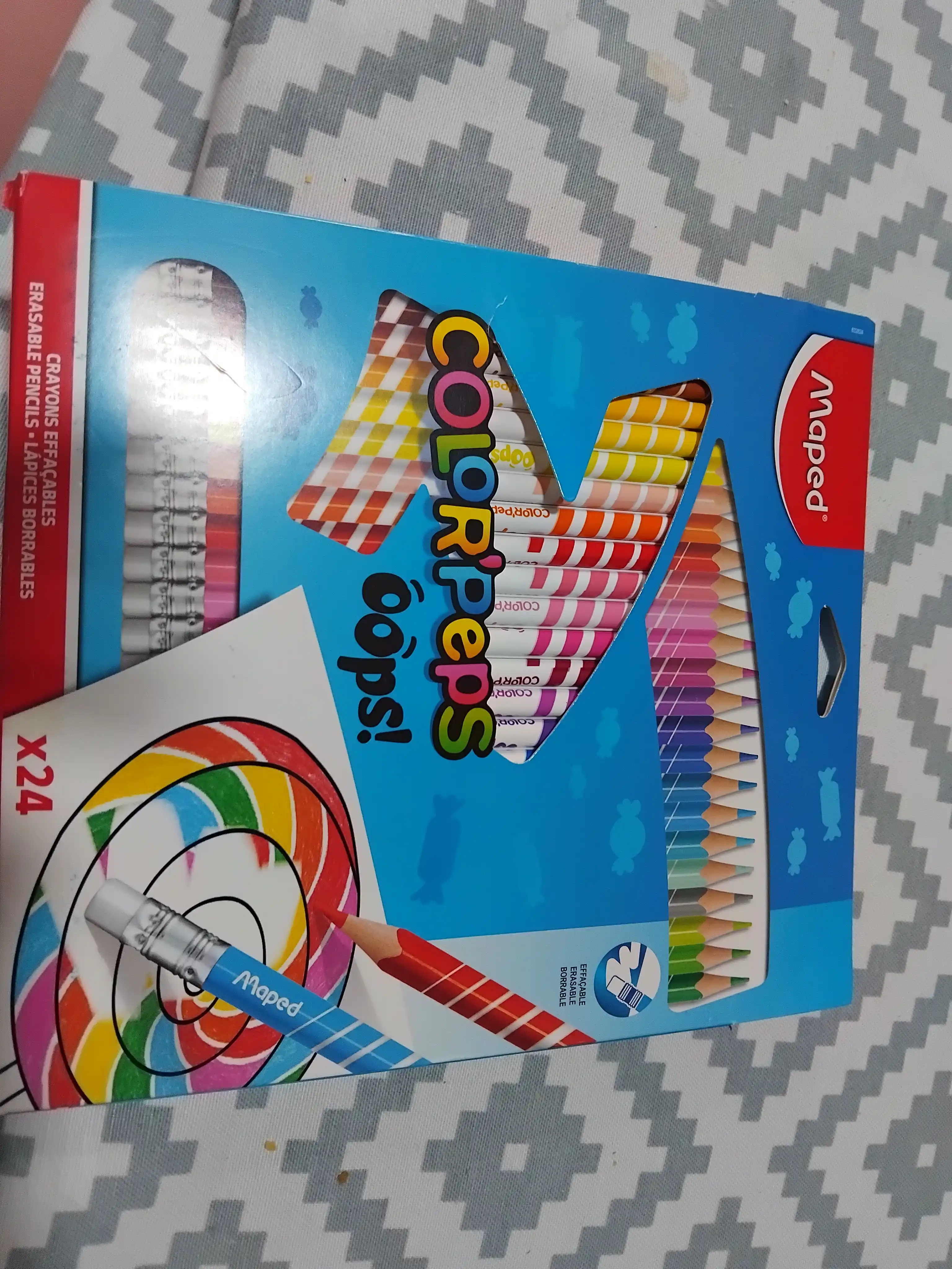 Rangli qalamlar Maped Color'peps, Oops 24 rang,  o'chirgich bilan 832824 q0000010709