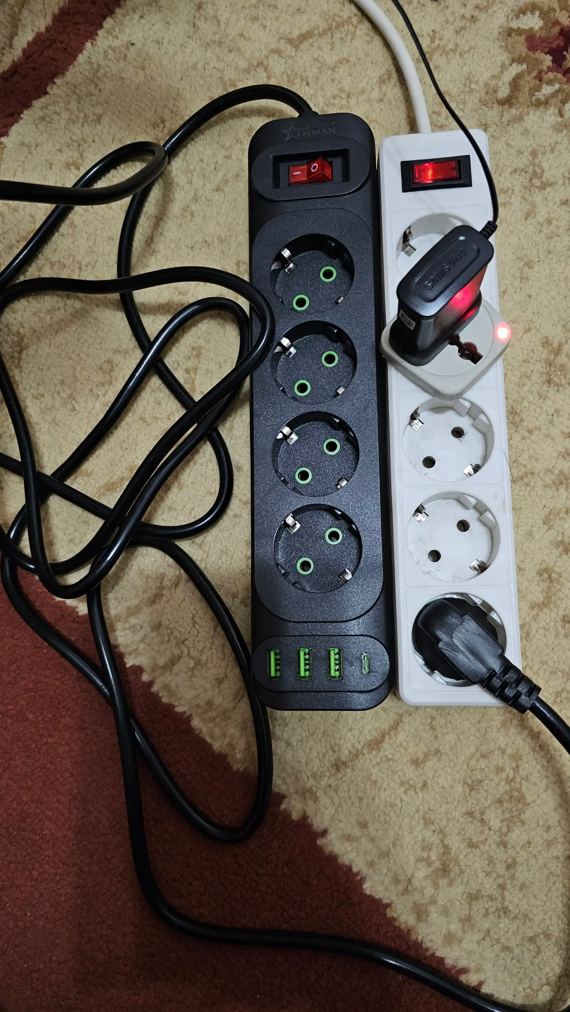 Удлинитель сетевой фильтр с предохранителем с USB 2