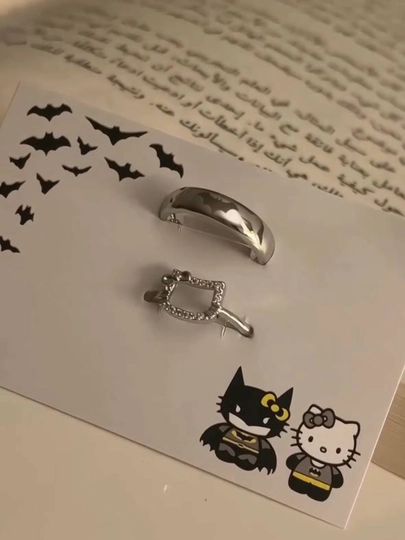 Парные кольца "Hello Kitty и Бэтмен", стильный подарок для пары, 2 шт - 