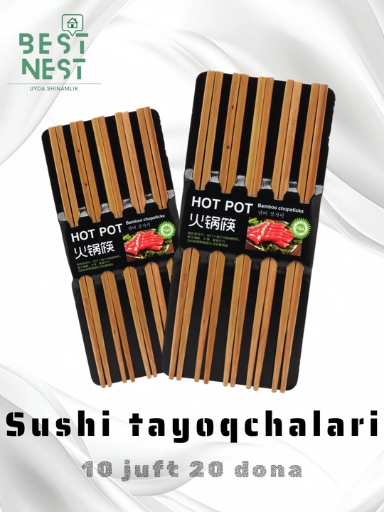 Ovqatlanish uchun tayoqchalar 10 juft, 20 dona - 