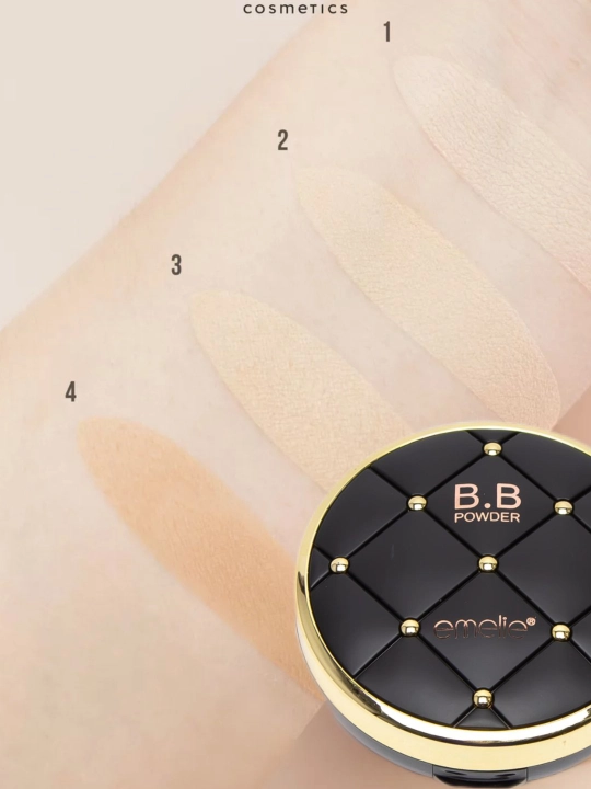 Yuz uchun matlovchi krem-upa B.B Powder Emelie, 01 va 02, 2 tasi 1 da, 24 soat, SPF 15
