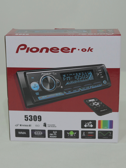 Автомагнитола Pioneer, MP3 Bluetooth, USB, AUX, FM — THEAUTO-PIONEER-СЕРЫЙ