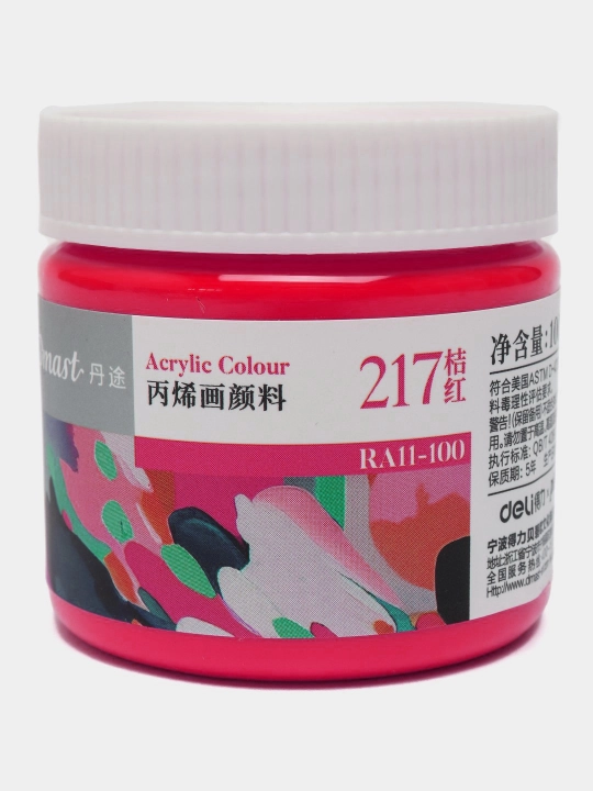 Bankadagi akril bo'yoq, 100 ml, 201 ROSE RED, Dmast Deli RA11-100-201 q0000054433 - 