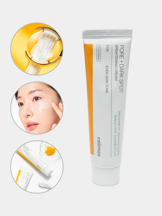 Bir tekis teri rangi uchun krem Celimax Pore+Dark Spot Brightening Cream, 35 ml - 