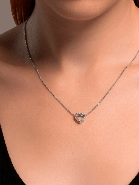 Колье с сердцем из серебра с фианитами SOKOLOV, 94071014