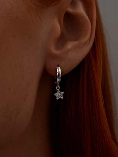 Серьги кольца звезды из серебра с фианитами SOKOLOV, 94025082