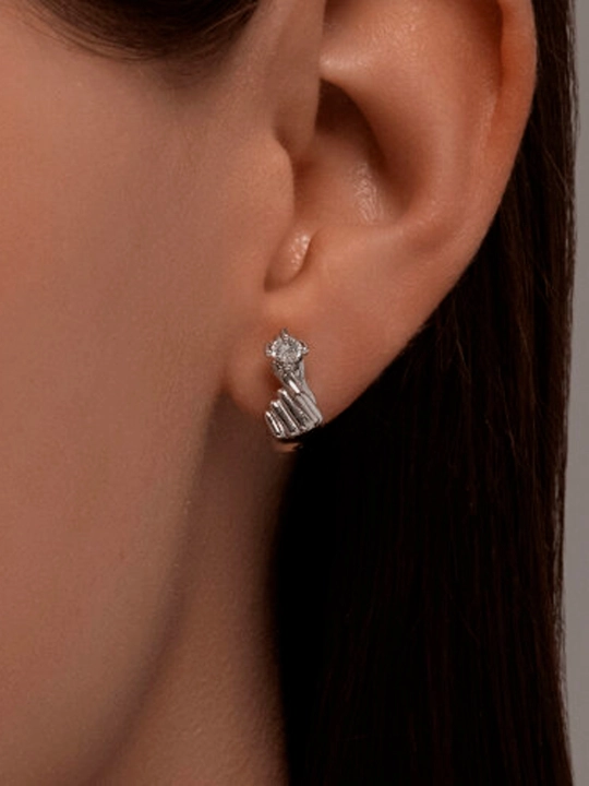 Серьги гвоздики из серебра с фианитами SOKOLOV, 94026697