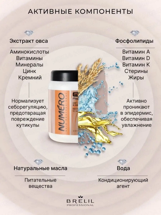 Brelil Крем-маска с вытяжкой из овса Numero Mask, восстанавливающая, профессиональная