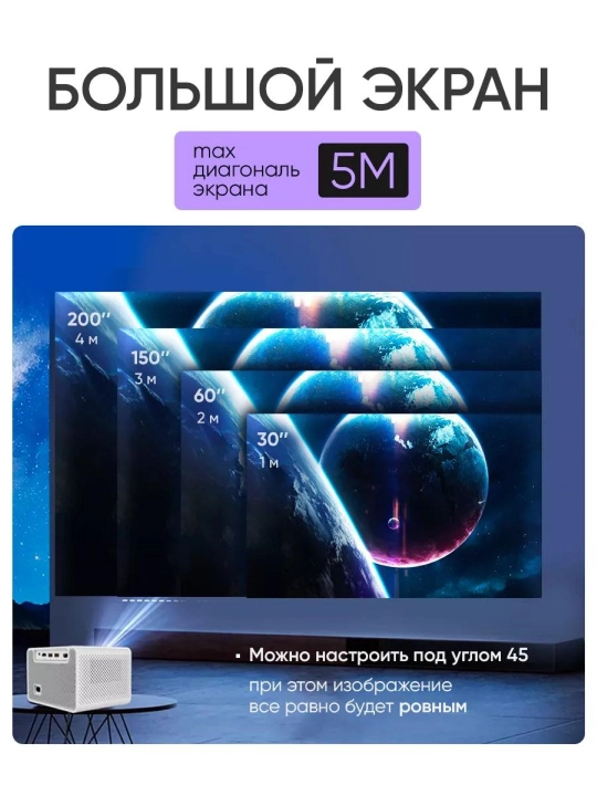 Смарт проектор для домашнего кинотеатра, Android 11, 1080 Full HD Wi-Fi 