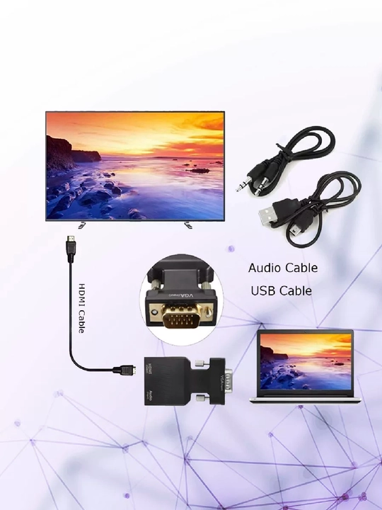 VGA-HDMI Переходник  адаптер для монитора, компьютера, проектора