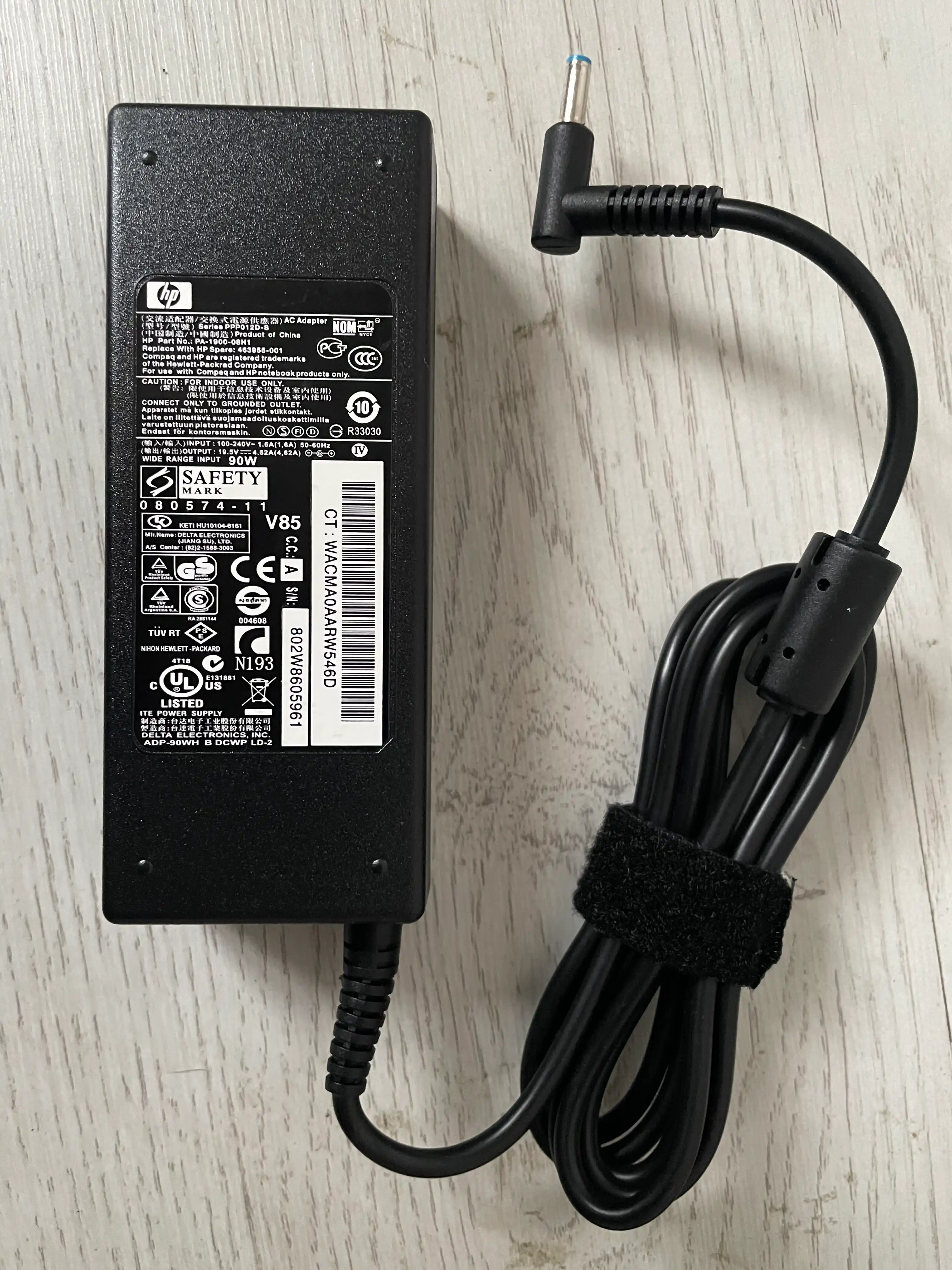 Noutbuklar uchun quvvat manbai HP 19.5V 4.62A 90W, 4.5 * 3.0, 0.6 mm kuk uch