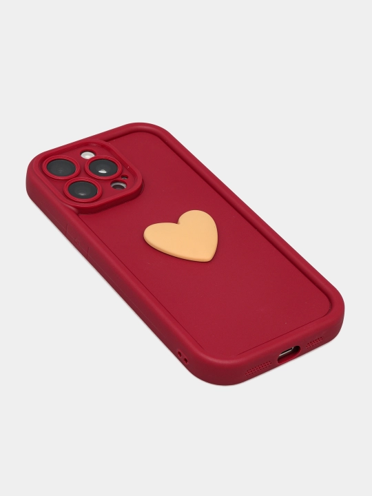 Chehol iPhone 11, 12, 13, 14, 15, 16 pro, pro max uchun hajmli yurak bilan